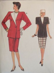 9787 VERY  EZ VOGUE UNLINED LONGER JACKET,  SKIRT 1986 PATTERN 8  - 10
